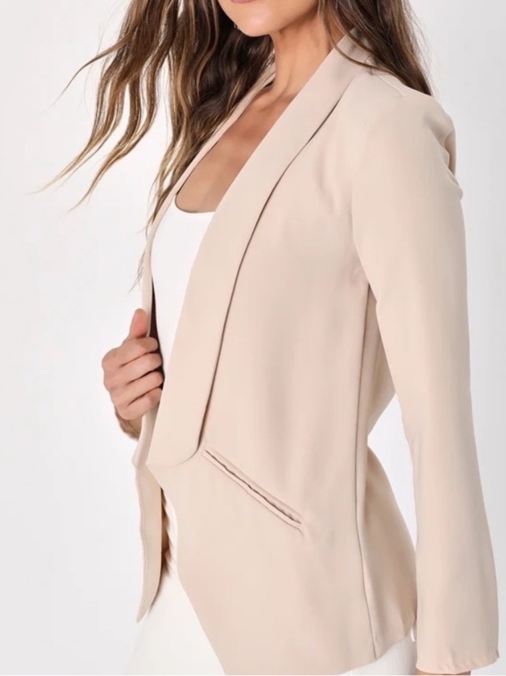 Lulus Miss Punctuality Taupe Lightweight Blazer size Small